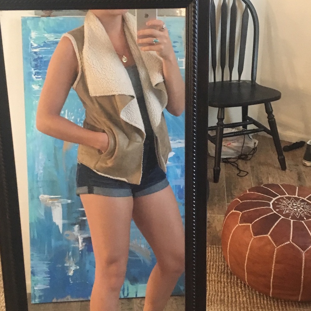 Faux suede Sherpa vest